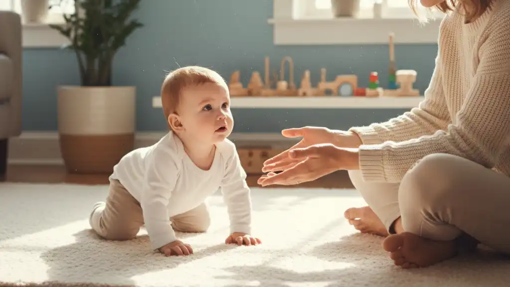 Bébé explore le sol pour la première fois