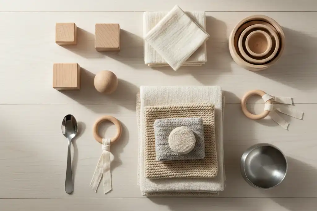 Objets du quotidien pour éveil sensoriel enfant