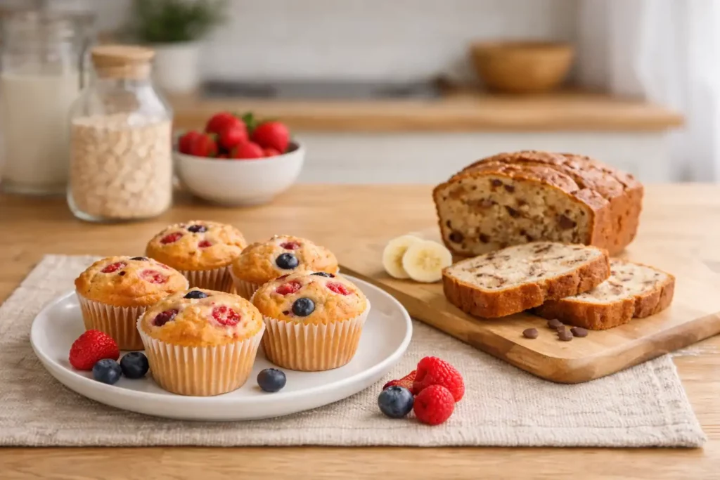 Gâteaux maison peu sucrés pour le goûter des enfants, préparés avec des ingrédients simples