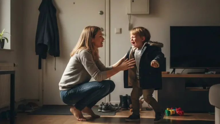 Parent réconfortant enfant fatigue émotionnelle